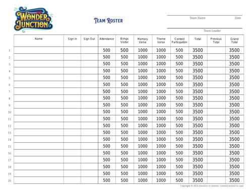 Team Roster